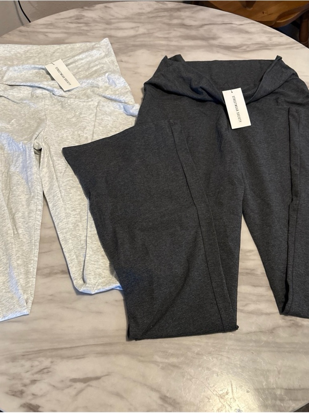 Two Streetwear Society Leggings in Charcoal and Light Gray